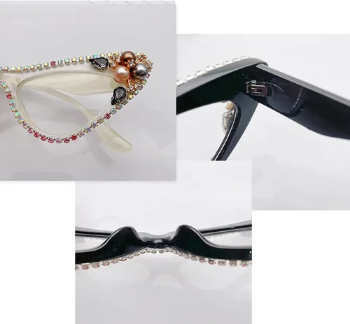 Vista 2 de Gafas de lectura de ojo de gato para mujer, diseño de luz azul para computadora a la moda, bisagras de resorte