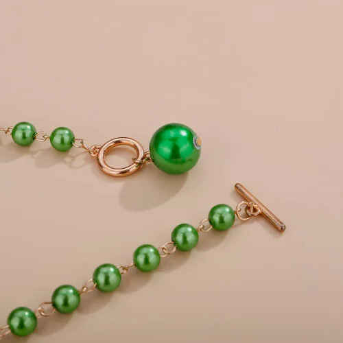 Vista 5 de Delicado collar con cuentas de perlas de imitación con pendientes