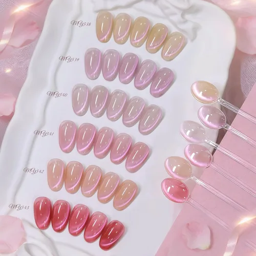 Vista 29 de Born Pretty Esmalte de uñas de gel magnético de ojos de gato verde, 6 colores brillantes con purpurina de cristal holográfico, salvia, oliva