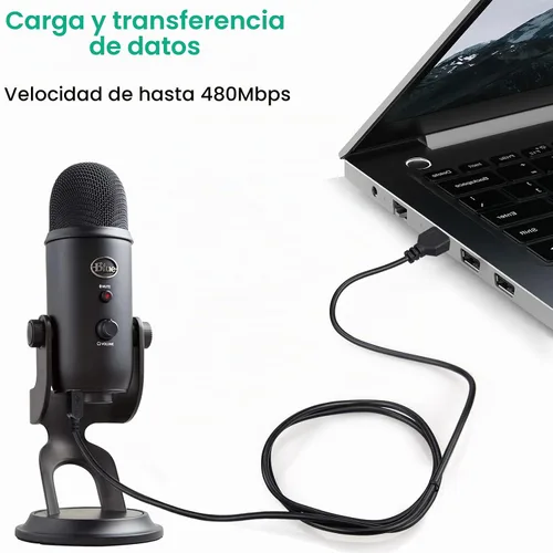 Vista 5 de Cable USB para micrófonos USB Blue Yeti, micrófono USB Snowball iCE