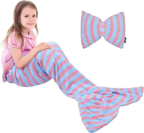 Vista 23 de Catalonia Manta de cola de sirena para niñas, saco de dormir de sirena que brilla en la oscuridad para niños de 3 a 14 años, regalo de sirena