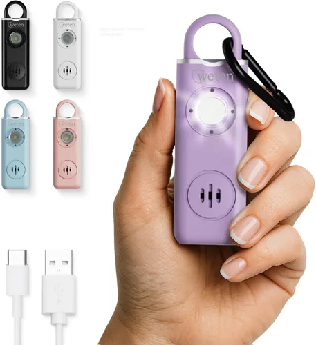 Vista 13 de Alarma de seguridad personal Weten para mujeres - Sirena de pánico de 130 dB de volumen alto en llavero, paquete de 3 unidades - Silbato