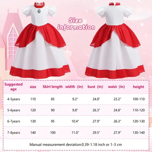 Vista 5 de Zalongye Vestido de princesa melocotón para niñas, cosplay, fiesta de Halloween, vestido de princesa melocotón