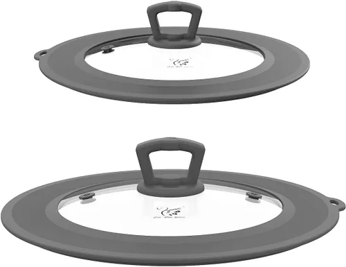 Vista 14 de Tapa universal de vidrio templado ventilado para sartén con borde de silicona resistente al calor, cubierta de tapa de salpicaduras de microondas