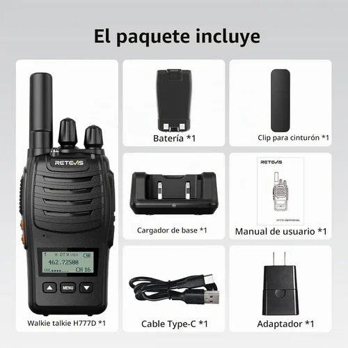Vista 9 de Retevis Walkie Talkies de largo alcance H777D con pantalla LCD, radio FRS