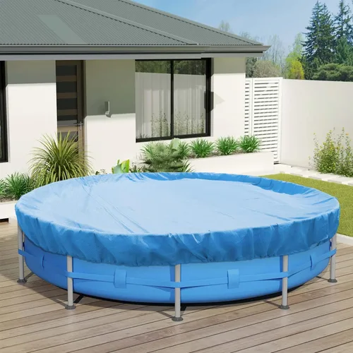 Vista 16 de ECOOPTS Cubierta redonda impermeable de poliéster para piscinas sobre el suelo, protector de cubierta de piscina de invierno (6 pies, turquesa)