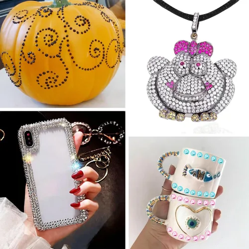 Vista 5 de 1250 calcomanías de diamantes de imitación autoadhesivas, gemas de arco iris para cara, cabello, uñas, brillantina, calcomanías de diamantes