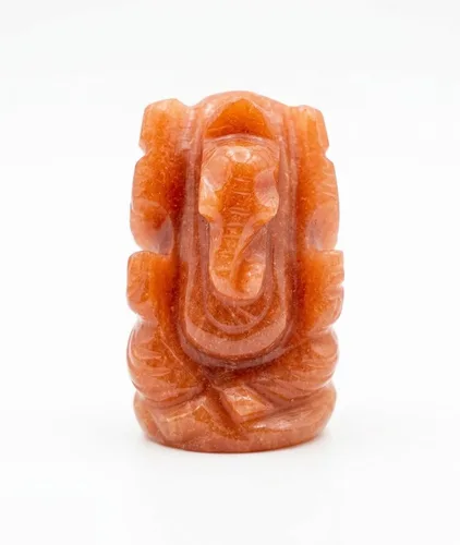 Vista 16 de Escultura de ganesha con piedra preciosa de ágata negra natural, signo de éxito y buena suerte.