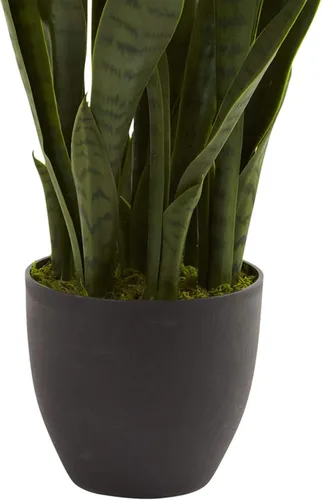 Vista 3 de Nearly Natural, Green 4855 35 pulgadas. Sansevieria con maceta negra