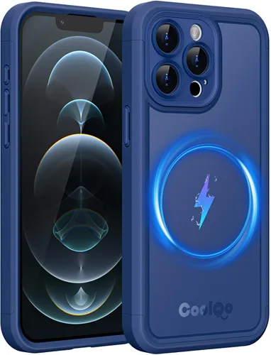Vista 6 de COOLQO Funda magnética para iPhone 12 Pro, de doble capa, mate, resistente a los arañazos, negra