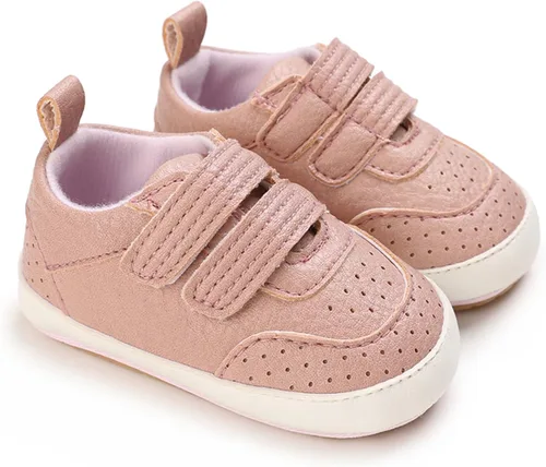 Vista 5 de Tenis de tobillo alto unisex para bebés, niños y niñas, suela de goma suave, zapatos de cuna para niños pequeños