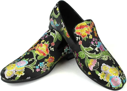 Vista 2 de ÃZARMAN Mocasines de vestir bordados multicolor para hombre