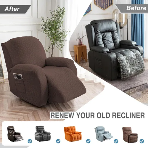 Vista 139 de Gennia Funda Impermeable para Silla Reclinable, Fundas Elásticas para Sofá Reclinable con Bolsillos, Fundas Lavables para Silla Reclinable Lazy Boy