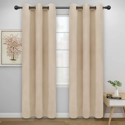 Vista 102 de Easy-Going - Cortinas opacas para dormitorio, aislamiento térmico sólido con ojales, cortinas de ventana para reducción de ruido, cortinas