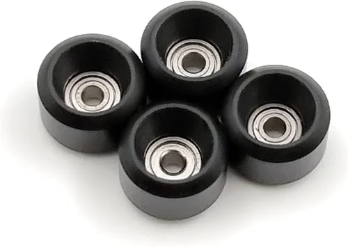 Vista 2 de SPITBOARDS Fingerboard Pro Ruedas con rodamientos de bolas reales, calidad profesional de poliuretano CNC, forma de ruedas de calle (negro)
