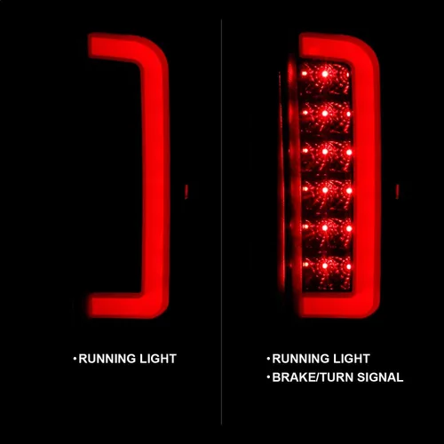 Vista 2 de ANZO (311351) 1987-1996 Ford F-150 Luces traseras LED lente humo carcasa negra (par)