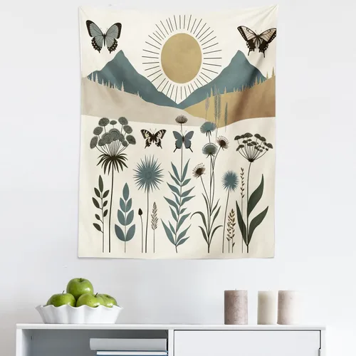 Vista 52 de Ambesonne Tapiz hippie, abrazo de hongos de ensueño y árbol de la vida místico y mandal verde, decoración de tela para colgar en la pared
