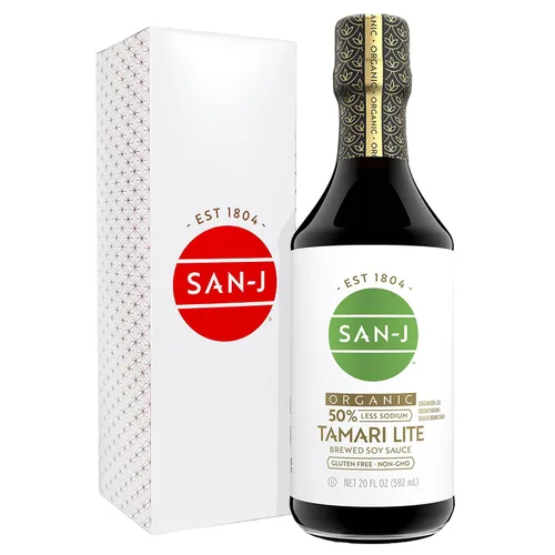 Vista 15 de SAN-J Tamari reducido en sodio (sin gluten, orgánico), 10 fl oz (paquete individual) Sal reducida, Umami rico, sin trigo, Kosher, certificado