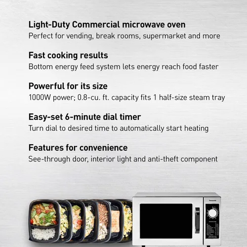 Vista 2 de Panasonic NE-1025F - Horno de microondas comercial y compacto para encimera de servicio ligero con temporizador electrónico de botón selector