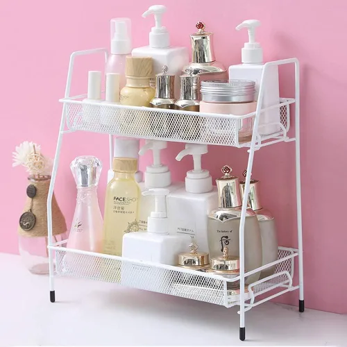 Vista 7 de Organizador de especias, organizador de estante de baño de 2 niveles para encimera, organizador de estante de cocina para latas de especias, frascos