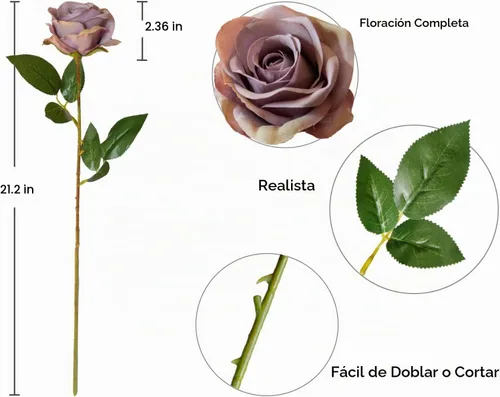 Vista 2 de DuHouse 10 rosas falsas de seda artificial, color morado otoñal Púrpura Otoño