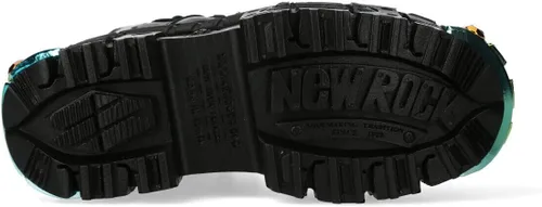 Vista 7 de New Rock Botas WALL106-S23 Mujer Metálico Negro Cuero Plataforma Gótica Botas