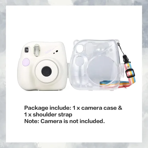 Vista 7 de MUZIRI KIKONKOO - Funda transparente para cámara Fuji Instax Mini 7+/ Mini 7 Plus con correa ajustable