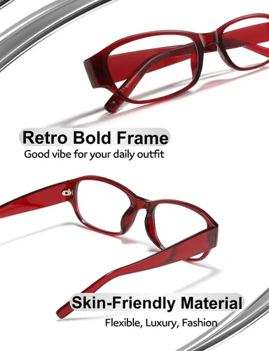 Vista 4 de Gafas rectangulares ultraligeras con luz azul para mujer, oficina, computadora
