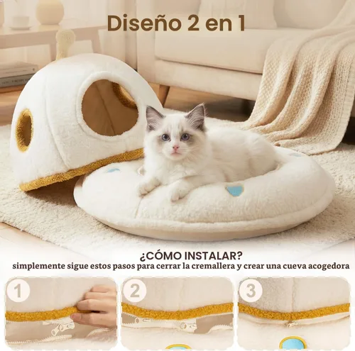Vista 5 de Casa para gatos de interior - Cueva grande 2 en 1 UFO para gatos