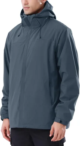Vista 2 de CAMEL CROWN - Chaqueta de esquí para hombre 3 en 1, chaqueta de invierno impermeable para nieve, cortavientos, con capucha y forro polar cálido Gris