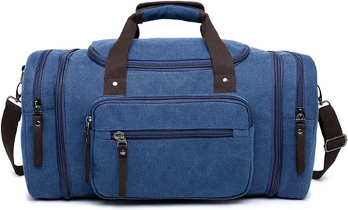 Vista 5 de Sechunk Bolso de lona de cuero grande para exteriores, Azul, Simple