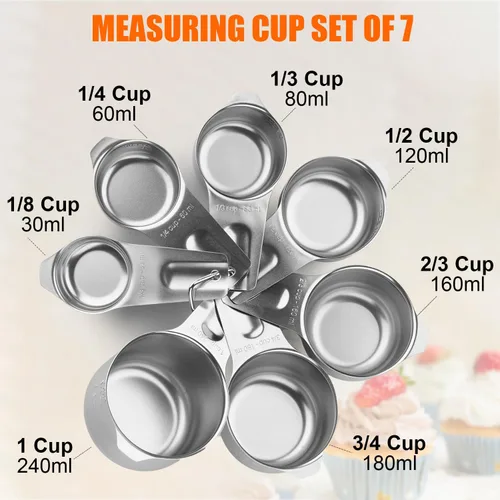 Vista 2 de Juego de tazas y cucharas medidoras perfecto para ingredientes secos y líquidos, 13 piezas