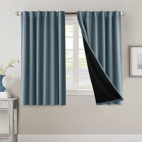 Vista 82 de H.VERSAILTEX Cortinas 100% opacas para dormitorio con forro negro, cortinas de oscurecimiento de habitación completa, con aislamiento térmico