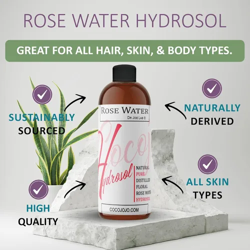 Vista 2 de Hidrosol de agua de rosas – 8 onzas y pulverizador – 100% natural puro vapor destilado búlgaro agua de rosas facial floral hidratante niebla