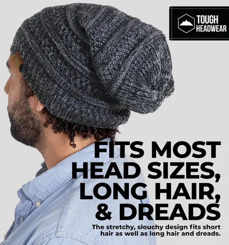 Vista 17 de Slouchy Cable tejido Gorro de lana por Tough Headwear – Gorro de lana de gran tamaño Sombreros Gorros Graves Sombreros Para Hombres y Mujeres