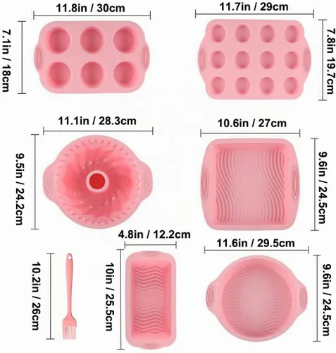 Vista 2 de Acidea Juego de utensilios de silicona antiadherente, 7 piezas de molde para hornear, económico, sin BPA, resistente al calor, kit de herramientas