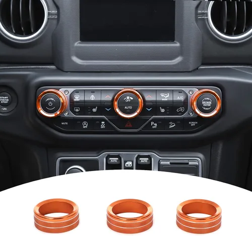 Vista 8 de JeCar - Cubierta de perilla de interruptor de aire acondicionado, de aleación de aluminio, compatible con Jeep Wrangler 2018-2023 JL JLU y 2020-2023
