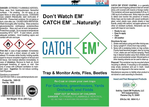 Vista 2 de Catch EM' Sticky Coating Aerosol 10oz, Revestimiento de trampa de insectos