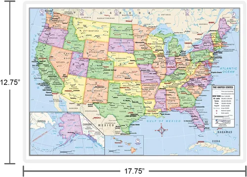 Vista 3 de Mapa de escritorio de Estados Unidos y el mundo (laminado de 13 x 18 pulgadas) para estudiantes, uso doméstico o en el aula por Lighthouse