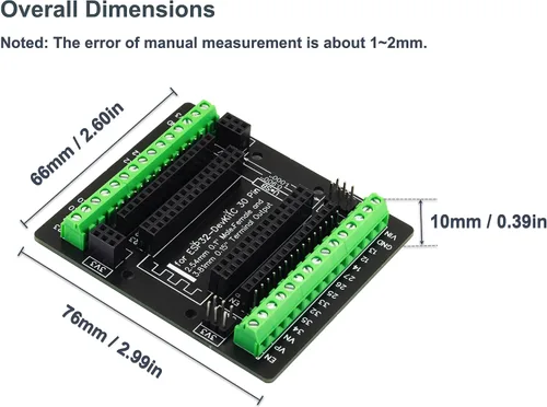 Vista 6 de para ESP32 Placa de ruptura 30 pines GPIO 1 en 3 Placa de expansión Bloques de terminal de 3.81mm 0.15" para módulo ESP32 ESP-WROOM-32 ESP32-DevKitC