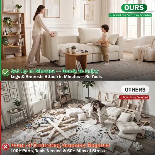 Vista 8 de Sofá modular Cloud modular con almacenamiento, sofá nube profundo de gran tamaño, sofá beige para sala de estar, sofá en forma de L de 99 pulgadas