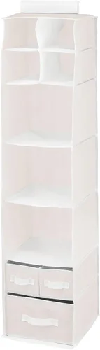 Vista 7 de mDesign - Organizador de almacenamiento para barra de guardarropa, 7 estantes, 3 cajones