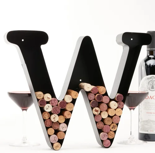Vista 28 de Soporte de corcho con letra de vino (C) Arte decorativo de pared