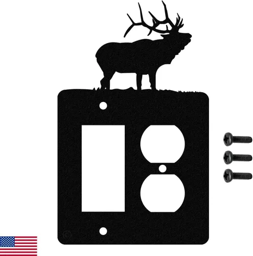 Vista 10 de Solitary Elk - Placa de pared dúplex individual (potencia única, negro)