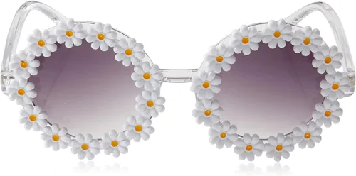 Vista 2 de Circus by Sam Edelman Circus Sam Edelman CC346 Daisy Flower Frame - Lentes de sol redondos con protección UV para mujer tendencia derecha G blanco