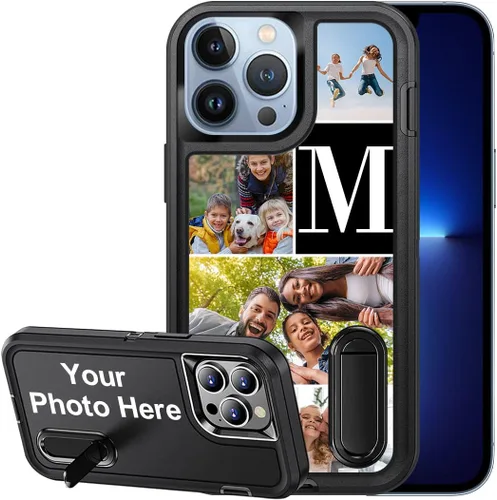Vista 14 de Funda personalizada para iPhone 13, soporte incorporado/función atril, protección resistente a los arañazos, cubierta de fotos personalizada