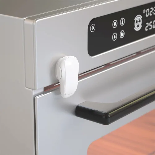 Vista 9 de Mom's Choice Gold Awards Ganador - SAFELON 1 cerradura de puerta de horno de seguridad para bebés, cerradura de horno de doble botón para seguridad