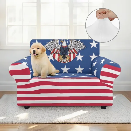 Vista 4 de AFPANQZ Fundas elásticas para sofá, fundas de sofá de águila con bandera estadounidense, fundas de sofá para sofá biplaza para sofás, protectores