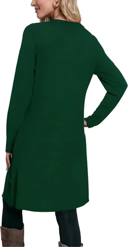 Vista 5 de OFEEFAN Vestido largo de manga larga para mujer, trajes de otoño con bolsillos y botones