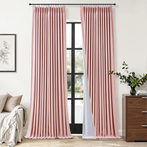 Vista 16 de Cortinas opacas plisadas de lino beige y blanco de 90 pulgadas de largo para dormitorio o sala de estar, juego de 2 paneles, oscurecimiento